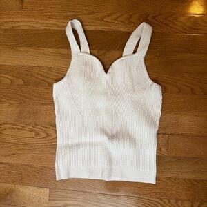 Abercrombie & Fitch White Ribbed Knit Top